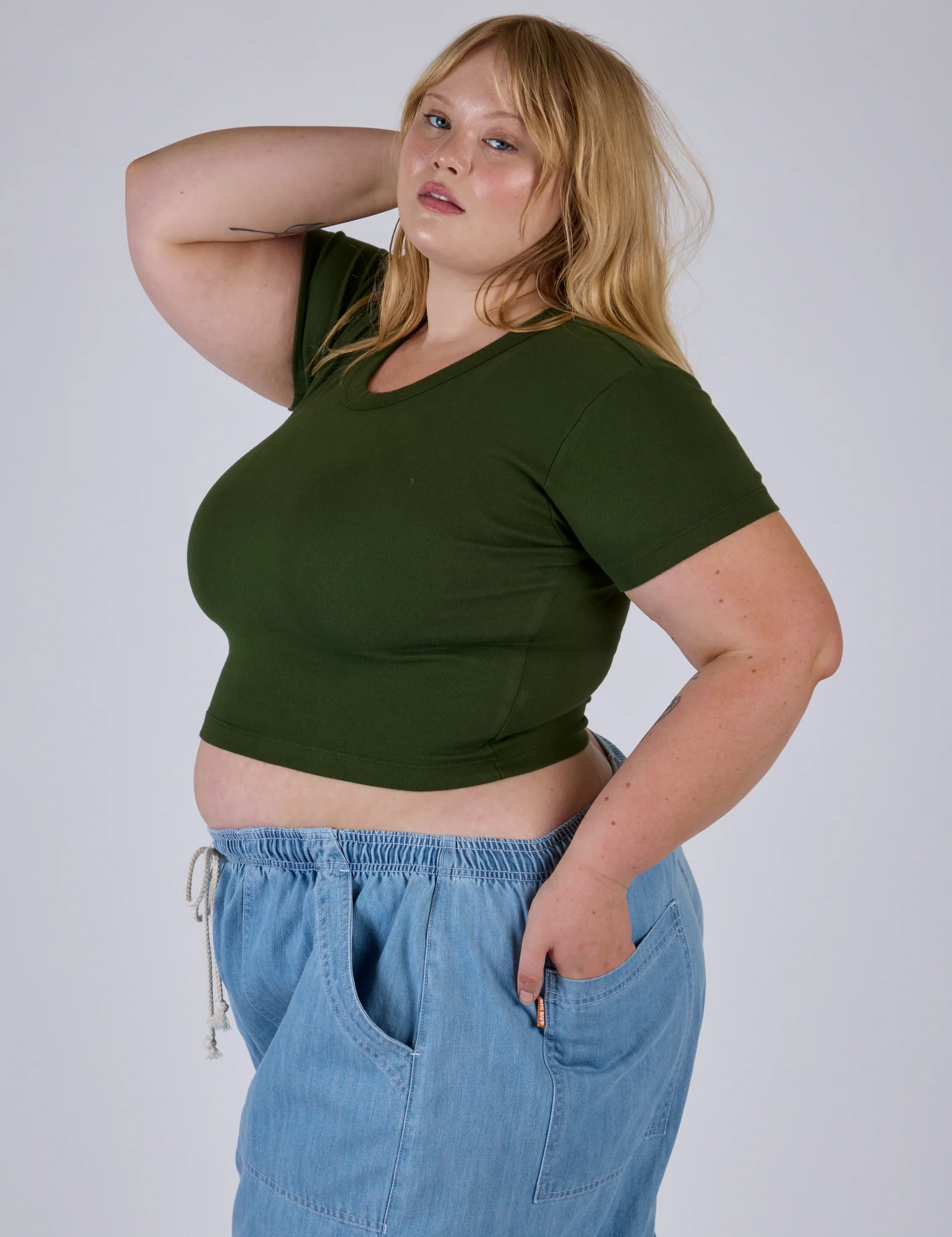 Cropped Baby Tee - Evergreen - Image 6