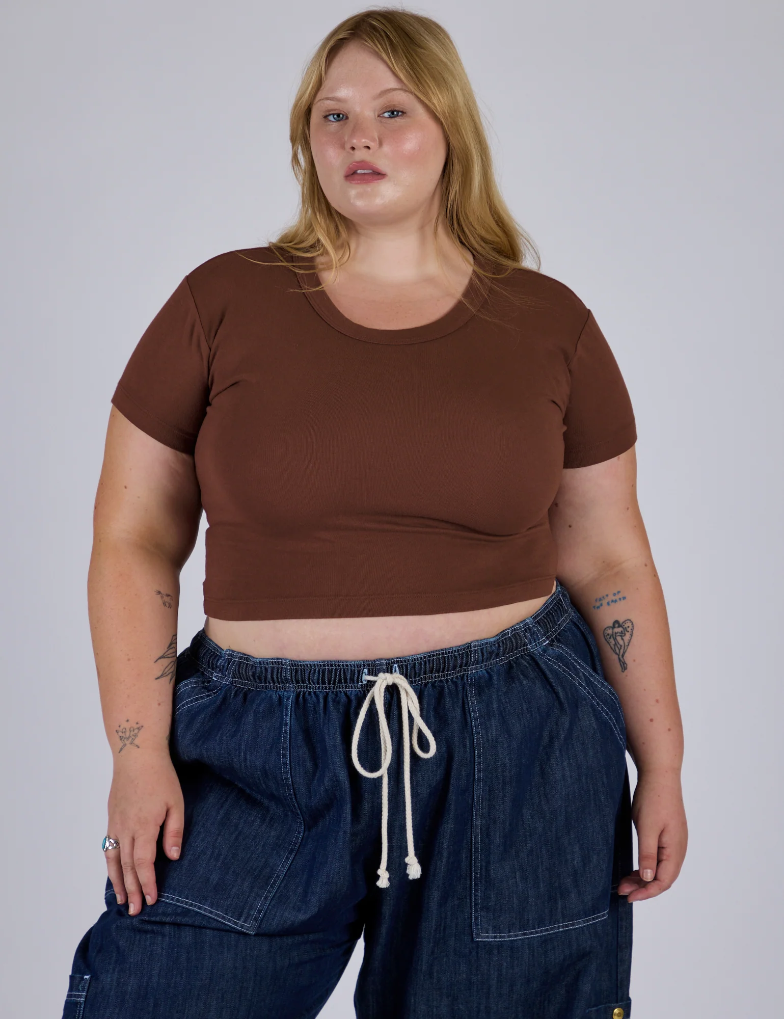 Cropped Baby Tee - Fudgesicle Brown - Image 3