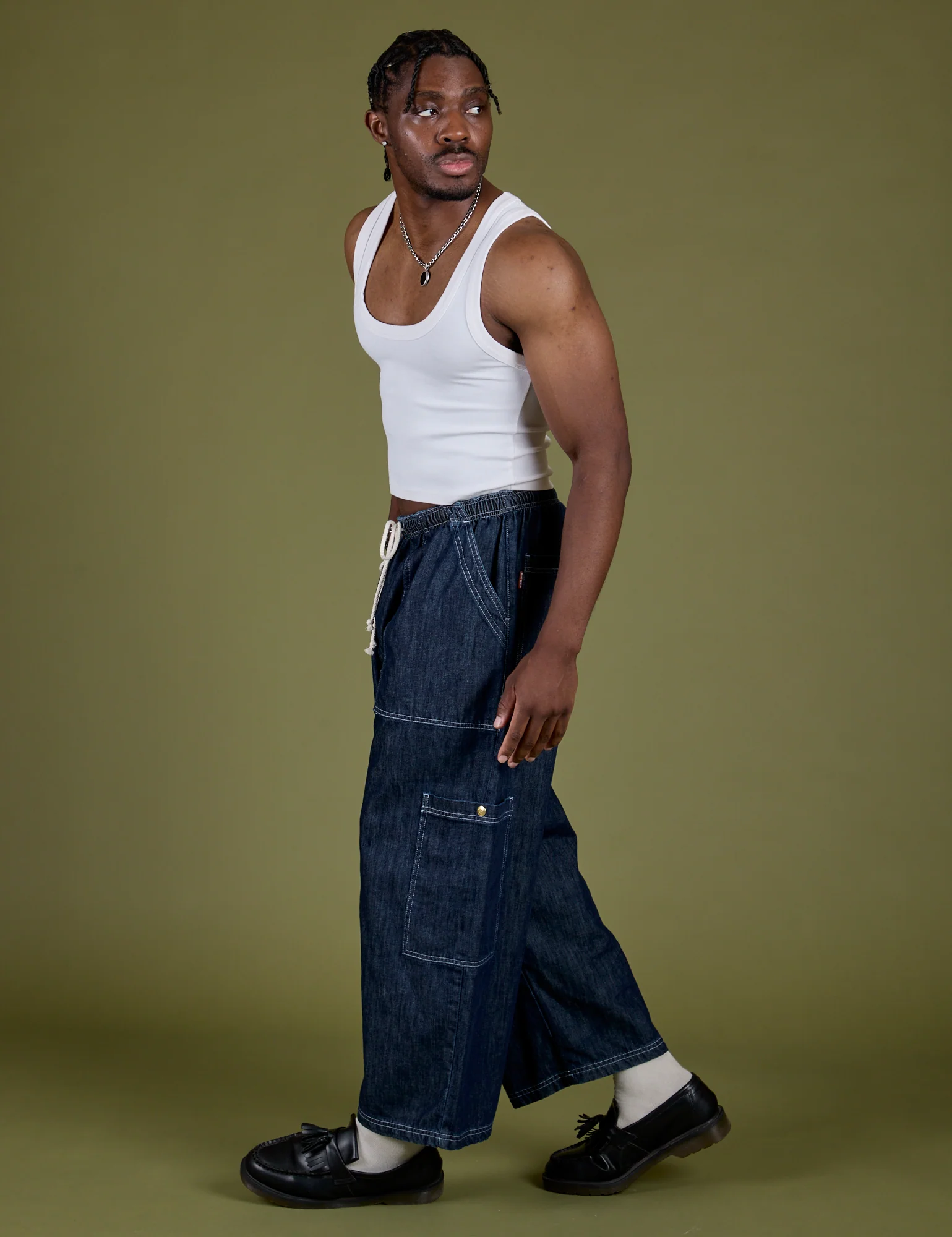 Denim Drop Pocket Pants - Dark Wash - Image 3