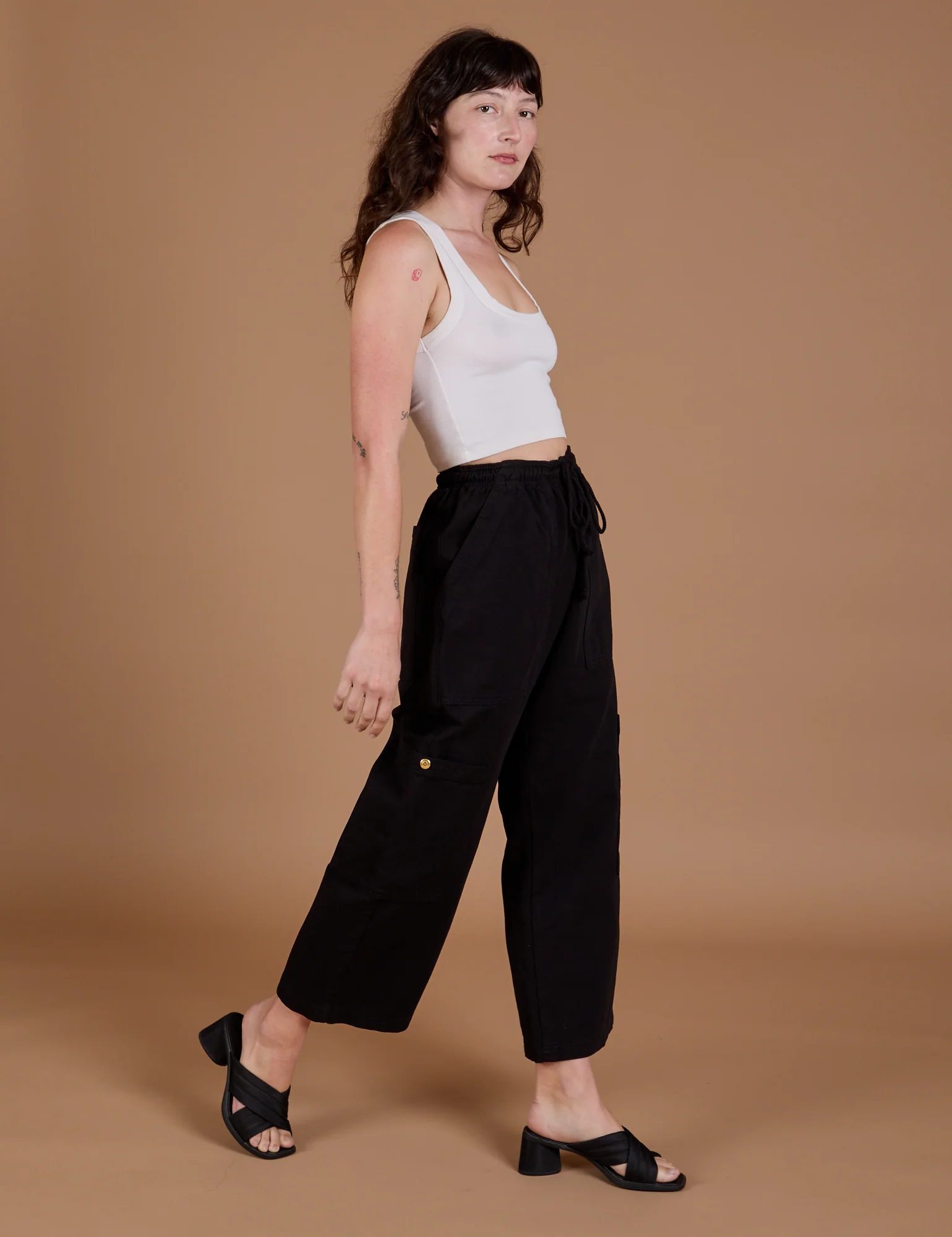 Drop Pocket Cargo Pants - Basic Black - Image 5