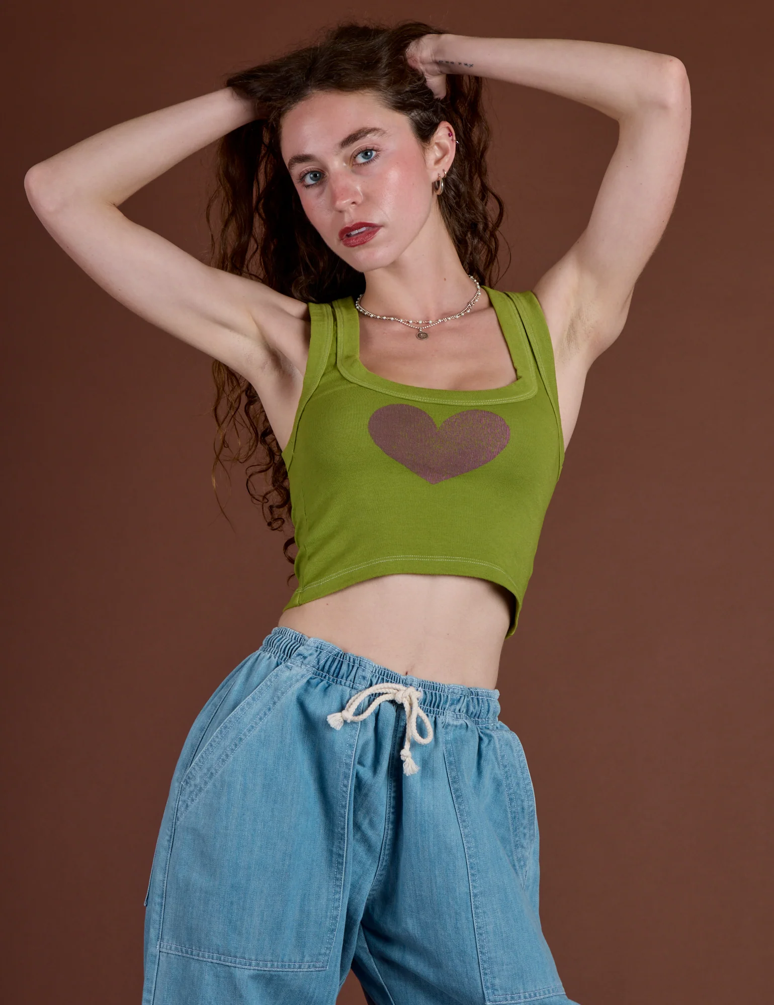 Icon Cropped Tank - Green Heart - Image 17