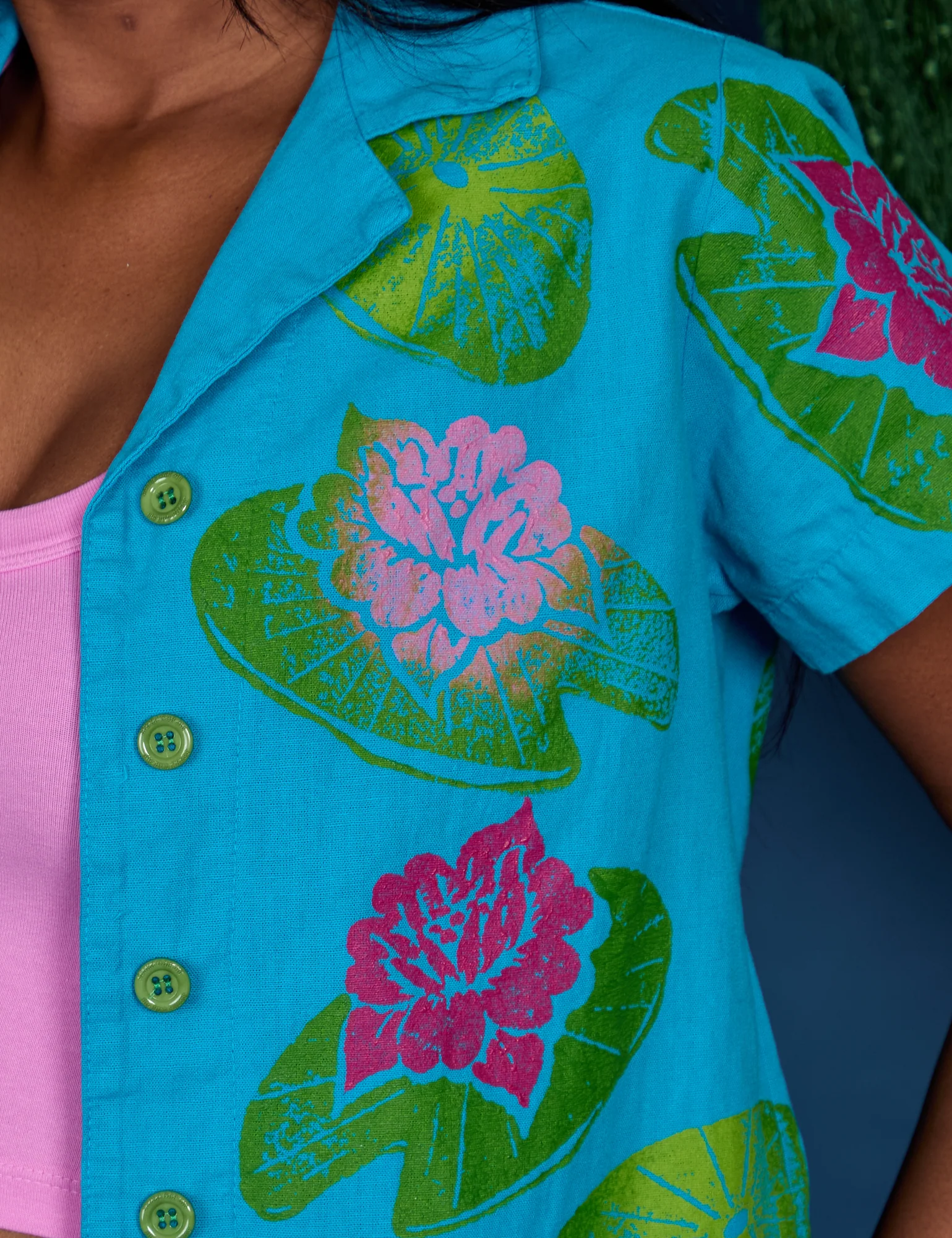 Paintstamped Pantry Button-Up - Lilypad *FINAL SALE* - Image 12