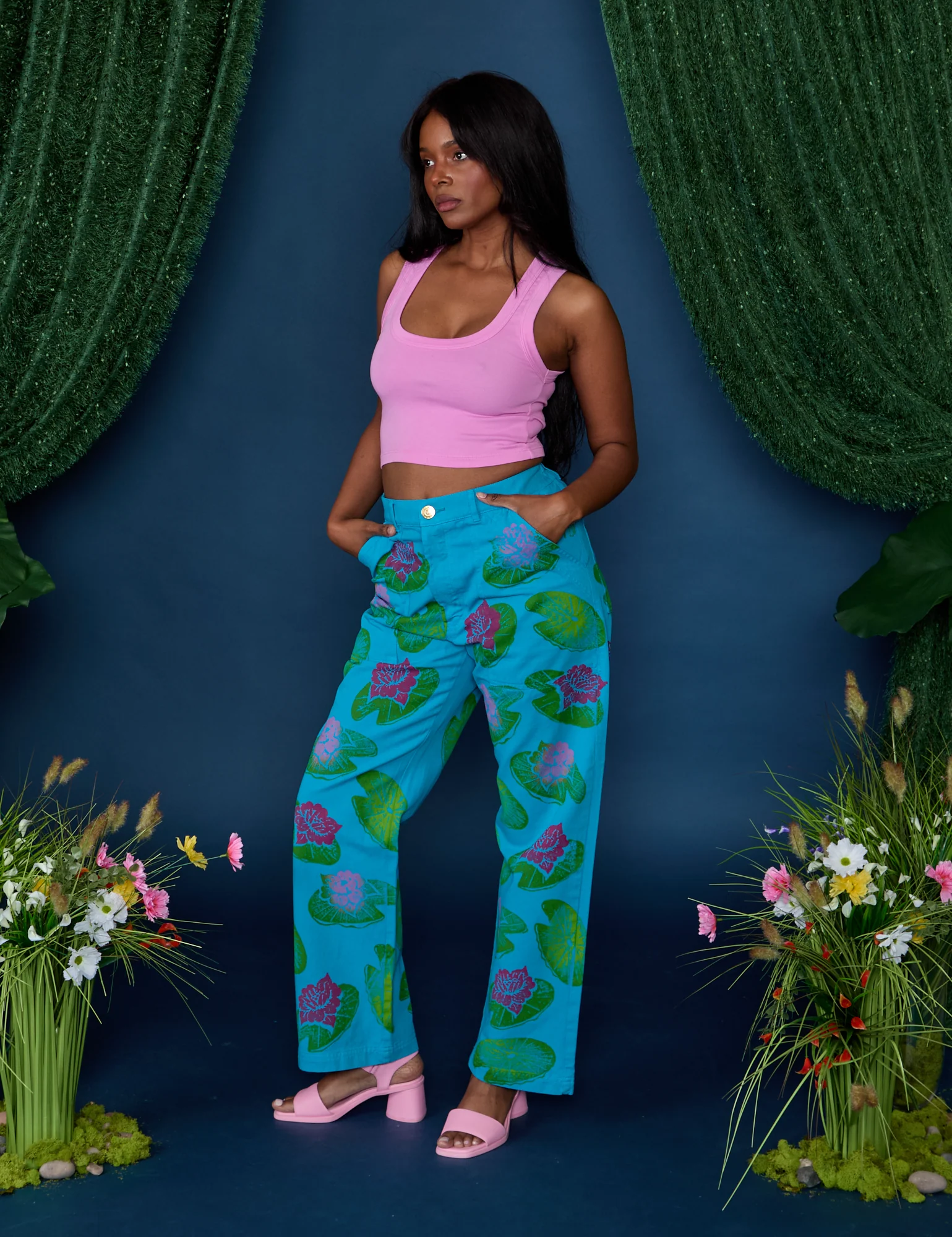 Paintstamped Work Pants - Lilypad *FINAL SALE* - Image 3