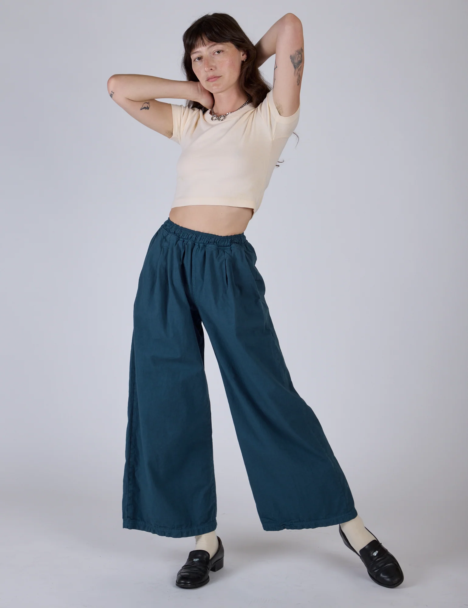 Pleated Pull-On Pants - Lagoon - Image 10
