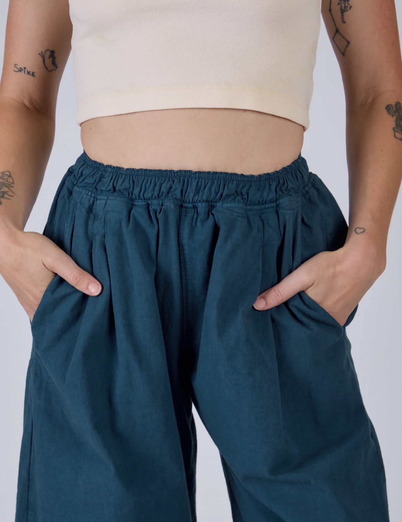Pleated Pull-On Pants - Lagoon - Image 9