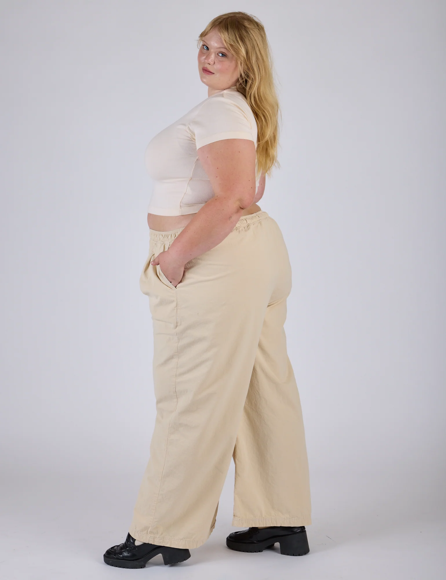Pleated Pull-On Pants - Vintage Off-White - Image 11