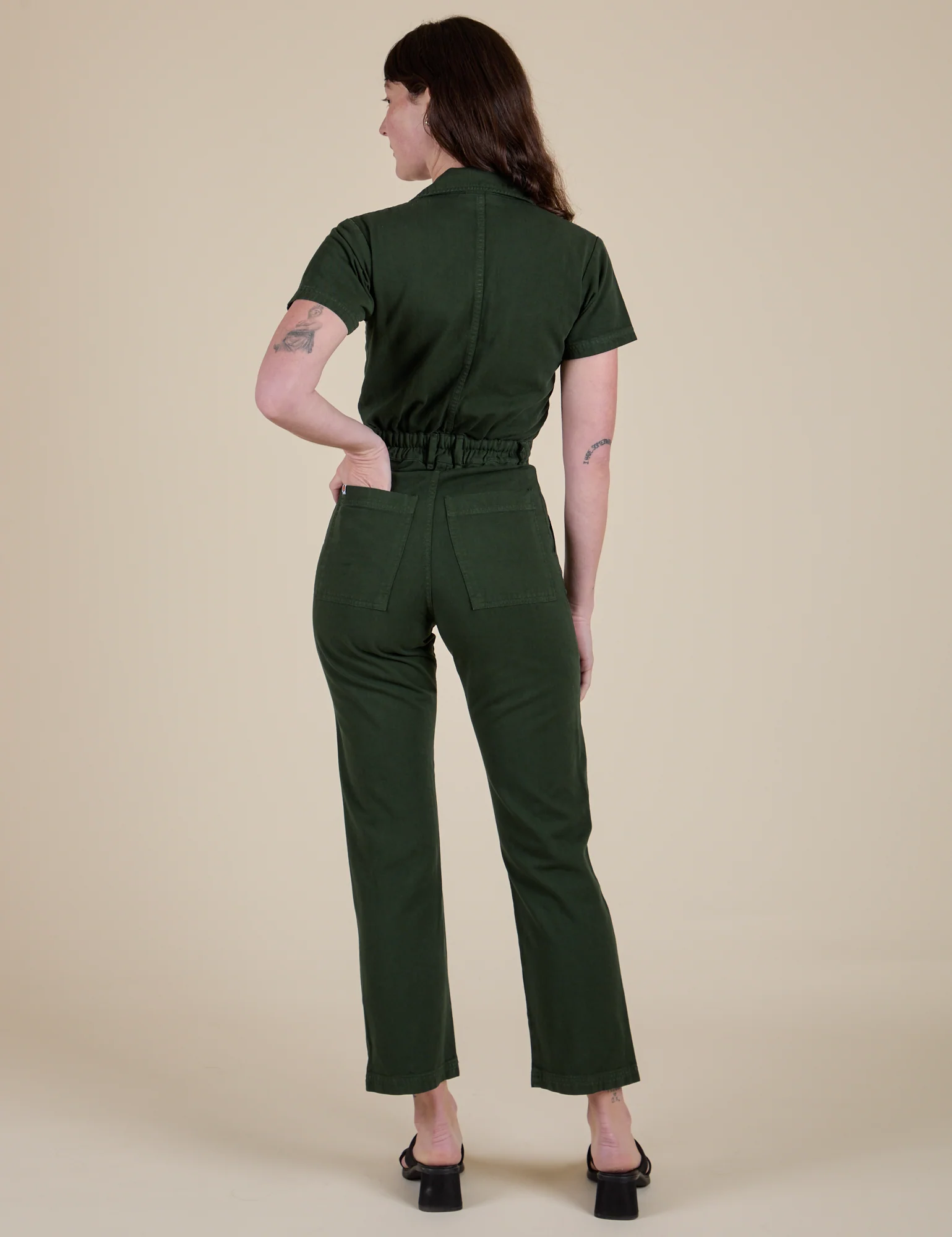 Short Sleeve Jumpsuit - Swamp Green - Image 21