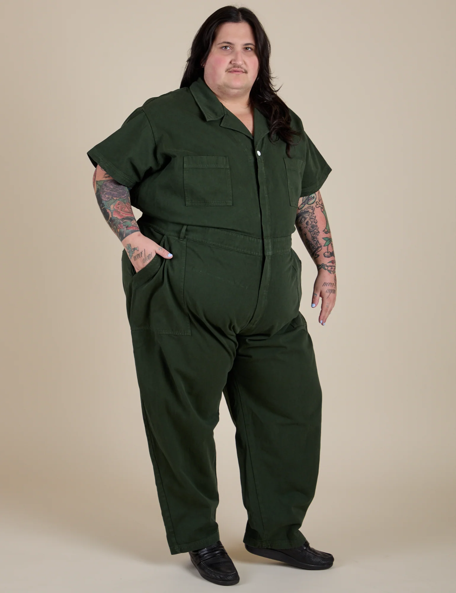 Short Sleeve Jumpsuit - Swamp Green - Image 25